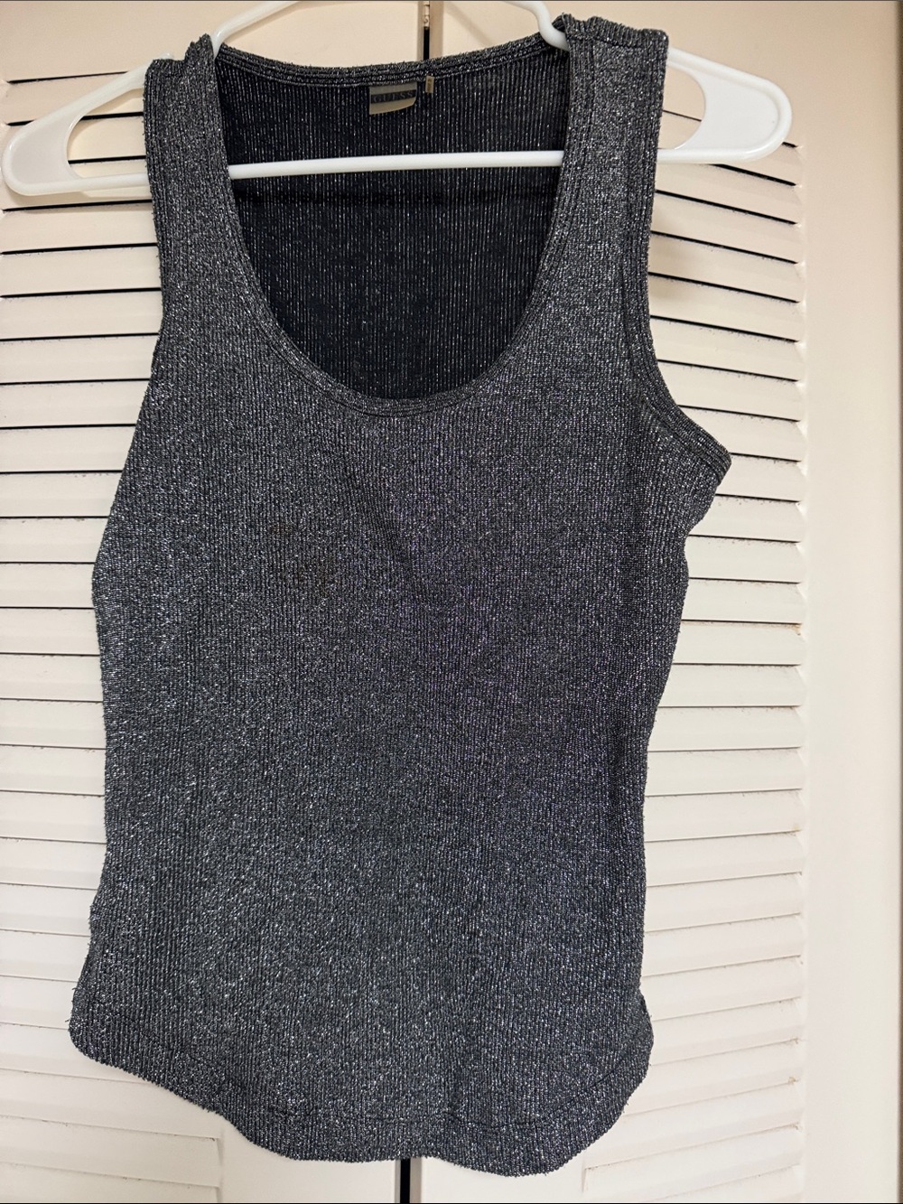 Guess Metallic Charcoal Ribbed Tank Top